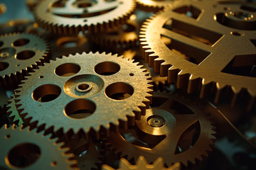 Interconnected gears representing Kubernetes components working together seamlessly.