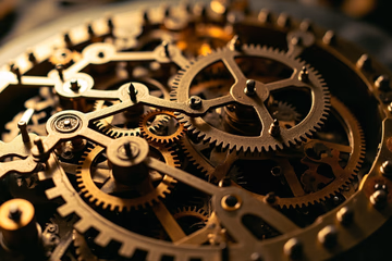 A network of interconnected gears representing Kubernetes services, ensuring smooth application access.