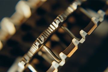 A network of interconnected gears representing Kubernetes services exposing applications, shot on film: kodak porta 400