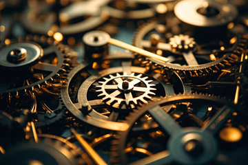 Interconnected gears turning smoothly, symbolizing automated Kubernetes operations.