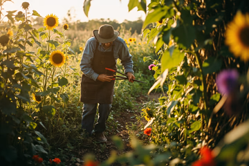 A garden with overgrown plants being pruned and cultivated to optimize growth, symbolizing Kubernetes cost optimization.