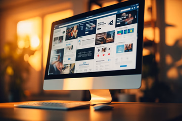 A diverse collection of website templates displayed on a glowing screen, symbolizing the Elementor template library's versatility.