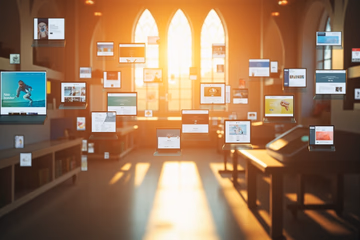 A web designer selecting a website template from a vast digital library, symbolizing Elementor's template library.