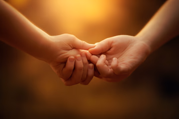 A warmly lit, blurred image of intertwined hands symbolizing rekindled love in Antibes.