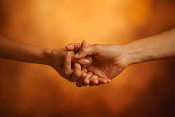 A warmly lit, blurred image of intertwined hands symbolizing rekindled love in Colmar.