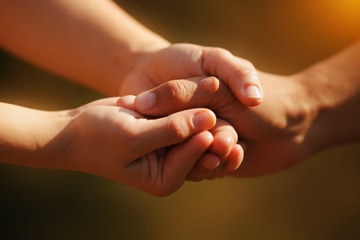 A warmly lit, blurred image of intertwined hands symbolizing love and reconnection, representing the concept of 'retour d'affection immédiat'.