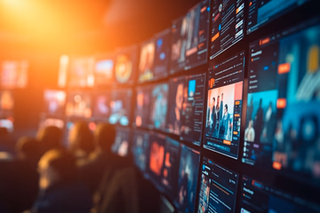 A network of interconnected screens displaying social media feeds, symbolizing enhanced online visibility through SMM panel services.