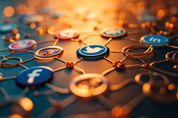 A network of interconnected social media icons representing lead generation through SMM panels.