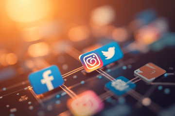 A network of interconnected social media icons, symbolizing lead generation through SMM panels.