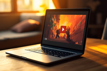 A person using a laptop with a YouTube video playing, showcasing affiliate marketing strategies.