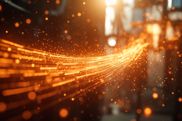 Data stream flowing into a digital refinery, symbolizing feed analysis software optimizing data feeds.