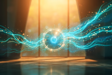 Data streams merging into an analytics hub, symbolizing feed analysis software optimizing data feeds.