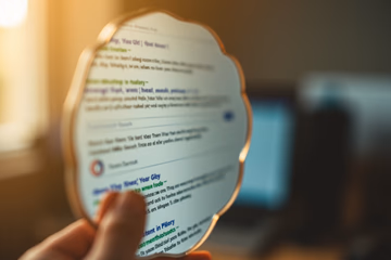 A dentist's mirror reflecting search engine results, symbolizing dental marketing strategies for online visibility.