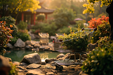 Digital garden with shopping carts symbolizing eCommerce growth strategies.