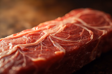 Marbled raw meat, representing meat fat content analysis for quality control.