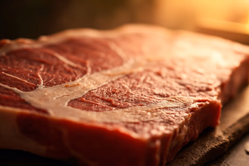 Marbled raw meat, representing meat fat analysis for quality control and compliance.