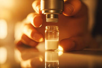 A biosensor analyzing a milk sample, illustrating rapid dairy analysis methods for quality control.