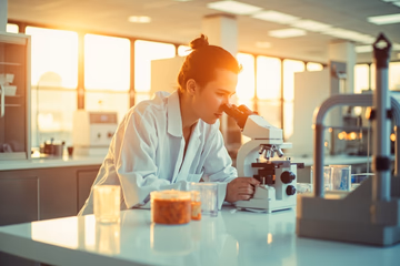 A modern food analysis laboratory showcasing advanced equipment and a bright, naturally lit environment.