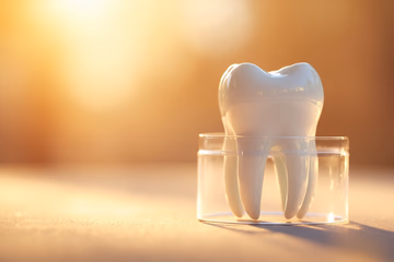 A healthy tooth protected by a shield, symbolizing dental preservation through targeted marketing strategies.