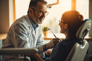 Dentist consulting with patient, emphasizing respect and care in a dental practice.