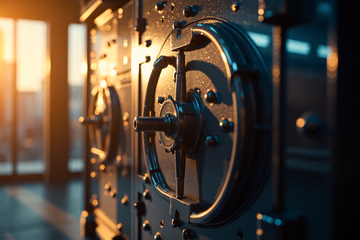 A secure digital vault representing account takeover prevention, symbolizing Corgi Labs' fraud protection solutions.