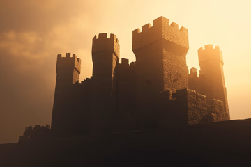 Digital castle representing account security, protected by advanced technology.