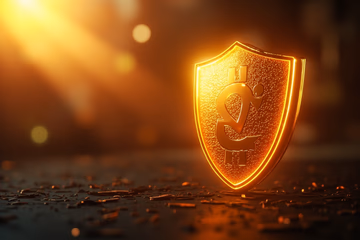AI-powered shield protecting digital currency, symbolizing Corgi Labs' fraud investigation services.