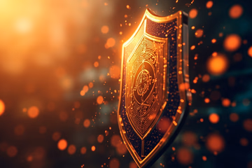 Shield protecting online transactions, symbolizing Stripe fraud prevention enhanced by AI.