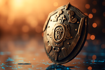 Shield protecting digital data, representing Stripe fraud prevention with AI.