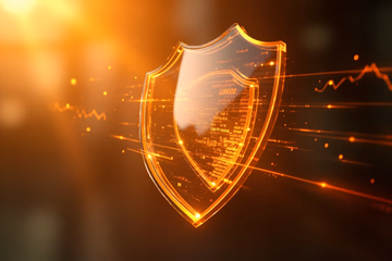 AI-powered digital shield analyzing transactions for fraud detection.