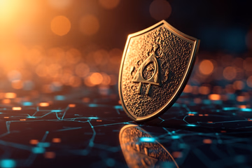 A digital shield protecting online transactions, symbolizing fraud prevention.