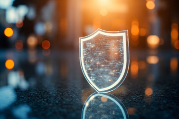 Digital shield protecting online transactions, symbolizing fraud prevention in e-commerce.