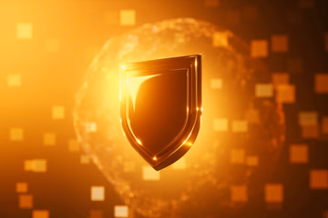 AI-powered shield safeguarding online transactions, symbolizing fraud prevention support from Corgi Labs.