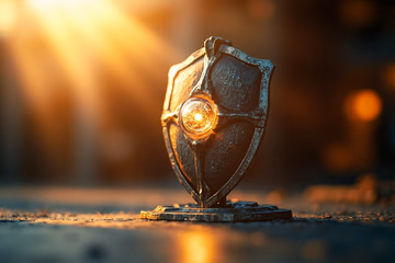 A digital shield protecting data, symbolizing fraud prevention training.