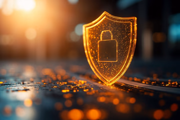 A digital shield protecting online transactions, symbolizing fraud prevention compliance.