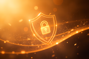 AI-powered shield protecting online transactions, symbolizing fraud prevention.