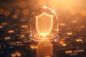 Digital shield protecting e-commerce data, symbolizing online fraud prevention.