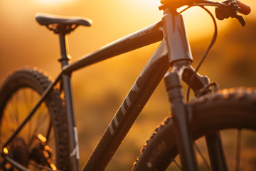 A high-quality mountain bike frame from Stash Cycles, showcasing its geometry and design.