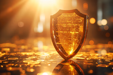 A digital shield protecting online transactions, symbolizing fraud prevention in e-commerce and travel.