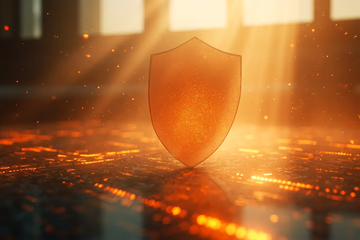 Digital shield protecting data, symbolizing fraud prevention.