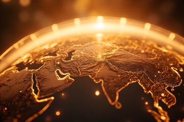 A world map with a shield overlay, symbolizing international fraud prevention.