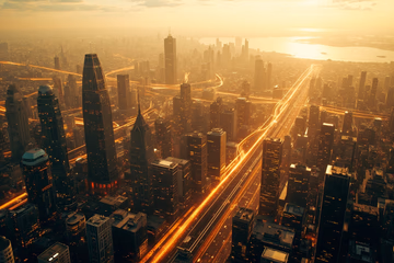 Interconnected global cities representing cross-border fraud prevention with data streams, symbolizing Corgi Labs' AI solutions.