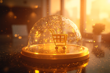 Digital shield protecting online transactions, symbolizing fraud anomaly detection.