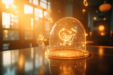 Digital shield protecting e-commerce transactions, symbolizing fraud anomaly detection.