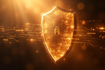 A digital shield protecting online transactions, symbolizing fraud prevention.