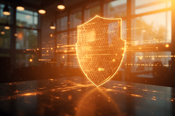 Digital shield protecting online transactions, symbolizing Corgi Labs' AI-powered fraud prevention in e-commerce and travel industries.