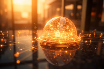 Digital shield protecting online transactions, symbolizing Corgi Labs' fraud prevention solutions.