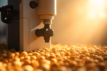 A spectrometer analyzes grain, showcasing NIR technology's application in agriculture.