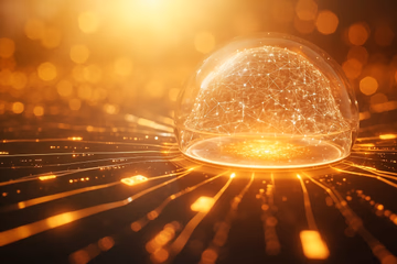 AI-powered digital shield protecting online transactions, symbolizing the future of fraud prevention.